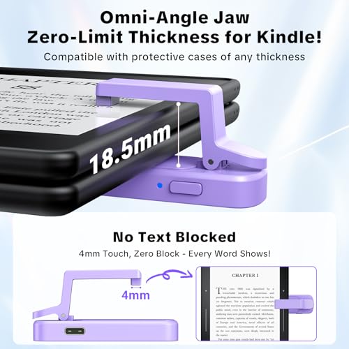 Image of Remote Page Turner Ring for Kindle Paperwhite Oasis Scribe Kobo,Designed for Thick Cases Clicker Page Turner Camera Remote for iPhone iPad Android Tablets Reading Novels Comics with Storage Bag-Purple