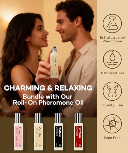 Image of purefittech Pheromones Perfume for Women, Vanilla Bean Fragrance Roll-on Long Lasting Pheromone Perfume Oil, 0.34 fl oz (10ml) Travel Size Extrait de Parfum Made in USA