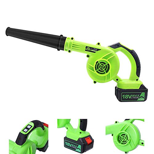 FXQIN Sopladores Jardín, Aspirador y triturador de Hojas con Rueda pivotante y variador de Velocidad Soplador De Hojas Inalámbrico Electrico Aspiradora De Hojas De Jardín