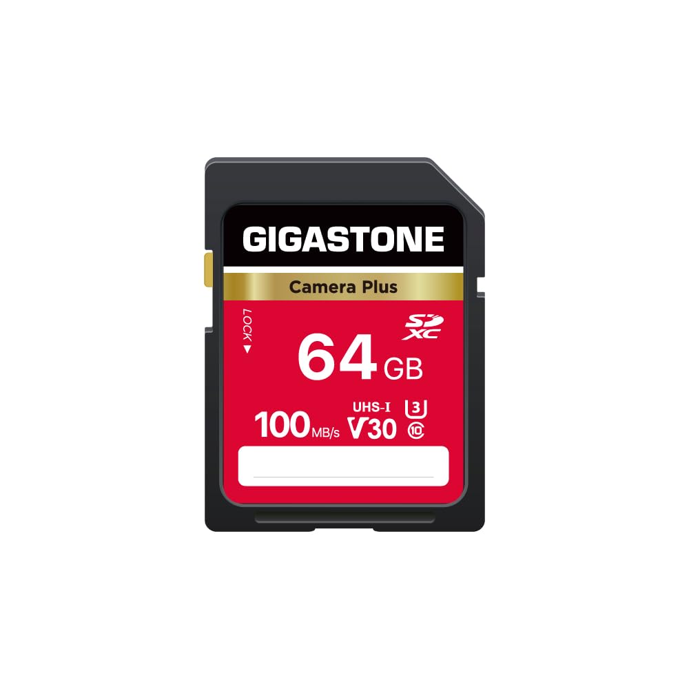 GIGASTONE Camera Plus, scheda di memoria SDXC UHS-I U3 classe 10 SDXC da 64 GB, video Full HD per fotocamera digitale Canon, con 1 mini custodia