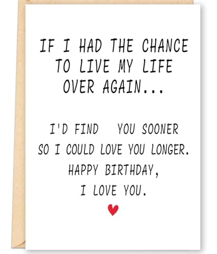 FANCYLUCKY Happy Birthday Card for Women Men Him Her, Romantic Birthday Cards Gifts for Husband Wife Boyfriend Girlfriend, Love Card