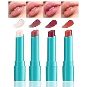 4 Pcs Lip Tint Hydrating, Moisturizing Lip Oil Balm, Long Lasting Waterproof Lip Gloss Non-Stick Cup Lipstick Set, Natural Ingredients Strong Moisturizing Lipstick, Glossy Lip Tint Stain for Women