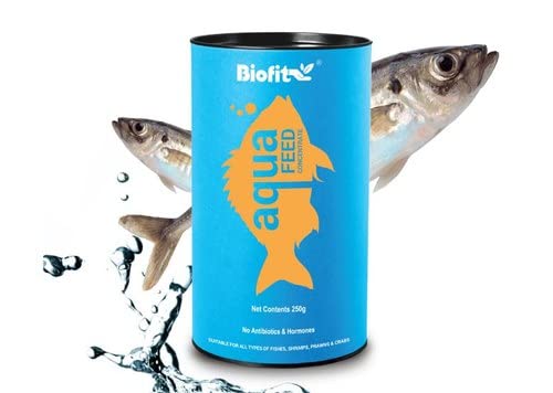 Biofit Aqua Feed Concentrate Powder for All Types of Fish, Shrimp, Prawns and Crabs 250 GMS