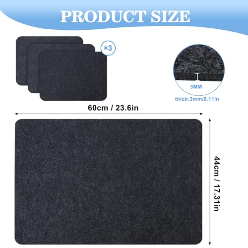 Votoko 3 Stück Hitzebeständige Unterlage für Heißluftfritteuse, 60 X 44cm Feuerfeste Unterlage, Küche Arbeitsplatte Hitzeschutzmatte, Filz Hitzeschutzplatte, Brandschutzdecke, Unterlage Kaffeemaschine