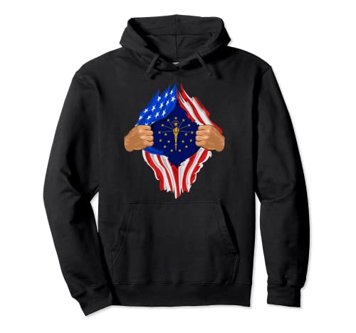 Bandera de Indiana Roots Inside State | American Proud Tee Sudadera con Capucha