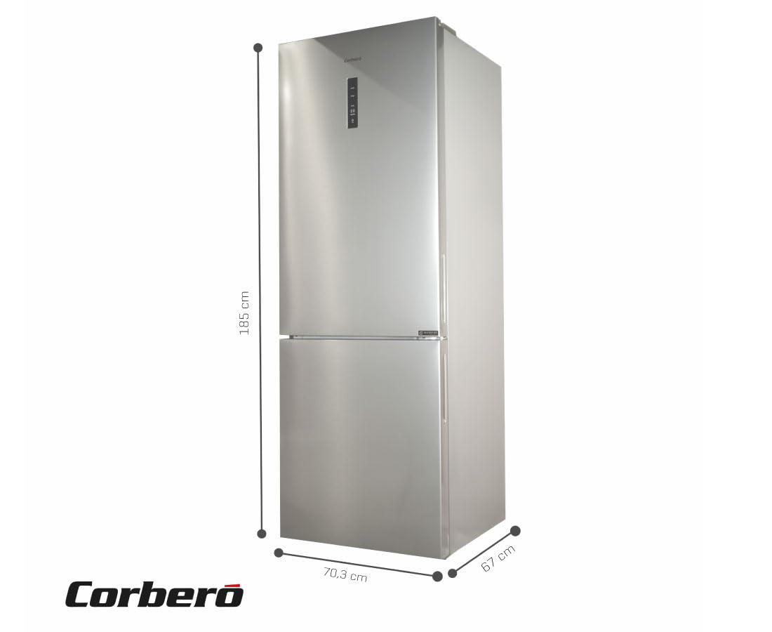 Corberó - Frigorífico Combi | CCT1857024NFXINV | No Frost | Inverter | 417 L | 185x70cm | Display Puerta | Cajón Crisper | Purificador | Luz LED | Inox