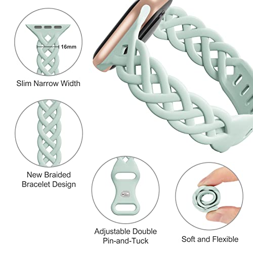 Image of Slim Silicone Bands Compatible with Apple Watch Band 40mm 38mm 41mm 44mm 45mm 46mm 49mm 42mm Women Floral Breathable Braided Lace Thin Sport Strap Replacement Wristbands iWatch SE Series 11 10 9 8 7 6 5 4 3 ultra 2
