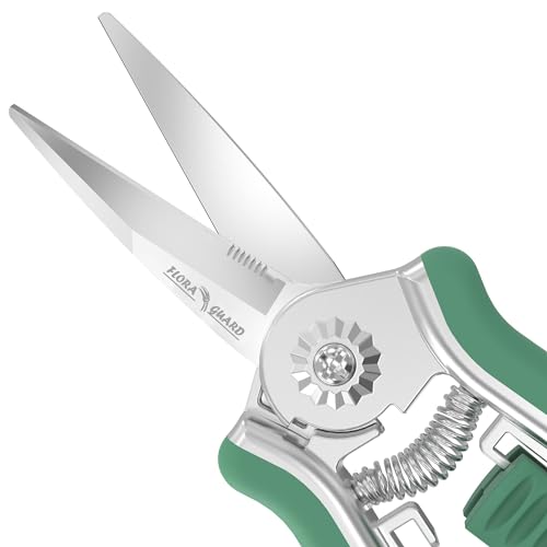 FLORA GUARD 6.5-Inch Floral Scissors, Zinc Alloy with Rubber Handle, Toothed Blade for Quick Cutting, Suitable for Flower Placement, Plant Pruning, Rose or Fruit Picking (Green) - Thumbnail 2