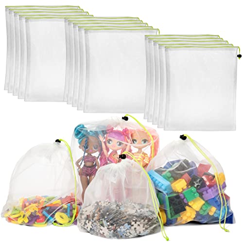 Image of Toy Storage & Organization Mesh Bags Set of 15, fits to Playroom Organization Game Pieces, Toy Sets, Small Toys, Dolls.