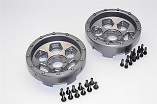 Axial Yeti Upgrade Parts Aluminium Front/Rear 2.2 Wheels Beadlock (6 Poles) - 1Pr Set Gray Silver