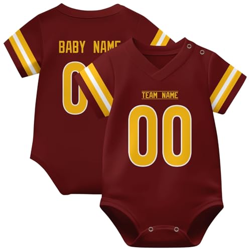 Image of KREDE Baby Clothes Unisex Bodysuit Jersey Style Custom Name Number for Baby Boys