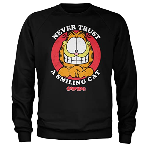 Sweat Garfield officiel Never Trust A Smiling Cat noir en coton pour fan de BD