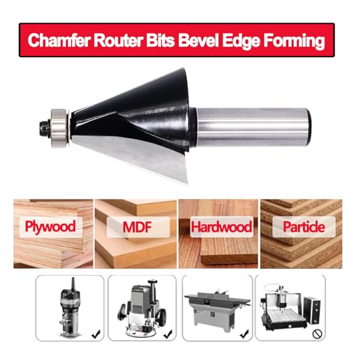 Image of Chamfer Router Bit 1 /2 Shank, 20 Degree Carbide 2-Flute Chamfer Cut, Edge Forming Bevel Router Bit, Chamfer Bit Miter Angle Router Cutters, for Miter Joints