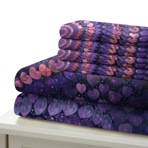 Housse de Couette Cœur en microfibre premium douce et respirante violette