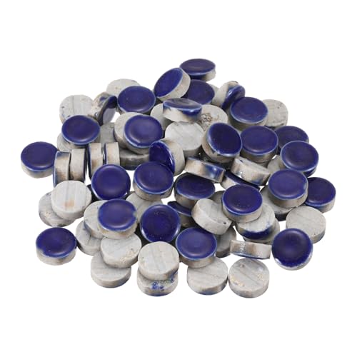 sourcing map Azulejos de mosaico de cerámica de 200 g para manualidades a granel, azulejos redondos de cerámica azul oscuro para kits de mosaico, tapete de piedra escalonada de jardín