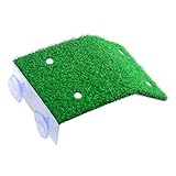 Bojueshaw Plataforma de tortuga con ventosas, muelle flotante de césped natural, terraza de descanso para reptiles con rampa para tortuga, tanque, cangrejo, reptil (19 x 12 cm)