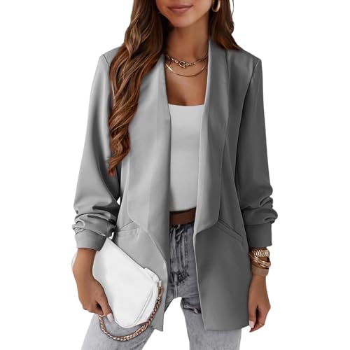 Women Blazers for Work Long Sleeve Lapel Open Front Blazer Lightweight Suit Jacket Work Office Outfits with Pockets2