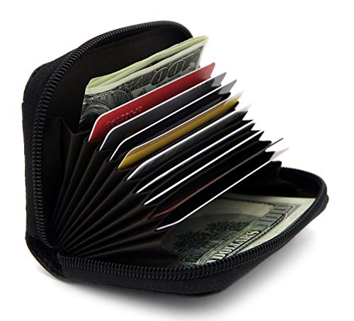 Zhoma Rfid Blocking Genuine Leather Credit Card Case Holder Security Travel Wallet - Black #TOP1