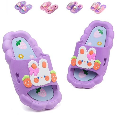 Bunny Kids slides, Girls Slides Non-slip Summer Beach Pool Shoes Toddler Cartoon Slide Sandals Indoor& Outdoor Garden Slippers Shower Shoes