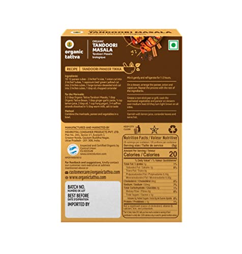 Image of Organic Tattva Tandoori Masala - 100g Tandoori Chicken Masala Powder with No Artificial Additives, No Pesticides | Aromatic Spice Blend for Biryani & Grilled Recipes