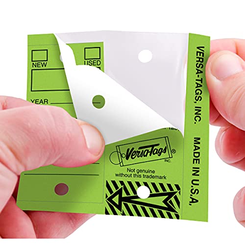 Image of Versa-Tags Lime Green Self-Protecting Key Tags with Chrome-Plated Split Rings, 1000 Count Automotive Dealership Key Tags for Car Truck RV Inventory & Service Organization