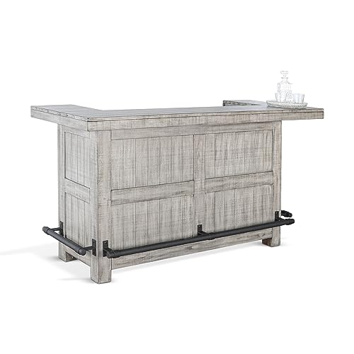 Sunny Designs Alpine 42" Traditional Mahogany Wood Home Bar in Alpine Gray