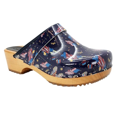 Image of Bjork Maja Wood Open Back Leather Clogs