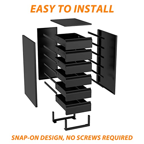 Anxxsu 6 Drawer Metal Chest, 14.17" Deep Small Metal Storage Cabinet With Metal Sliding Rail, Under Desk Metal Handleless Drawer Cabinet, Easy Assembly Without Screws Suitable For Home Office (Black) #TOP3