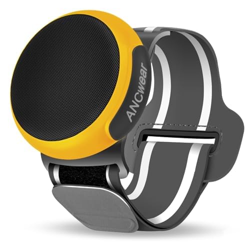 ANCwear Portable Bluetooth Speakers Wireless Mini Speaker with Enhanced Bass, HD Sound, Wearable Speaker with Microphone, 9.5H Playtime, IPX6 Waterproof for Sports, Outdoor Travel (Yellow)