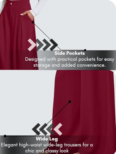 Image of GRECIILOOKS Trousers for Women High Waist | Wide Leg Trousers | Office Wear Pleated Korean Pants for Women's | Elegant Formal Pants