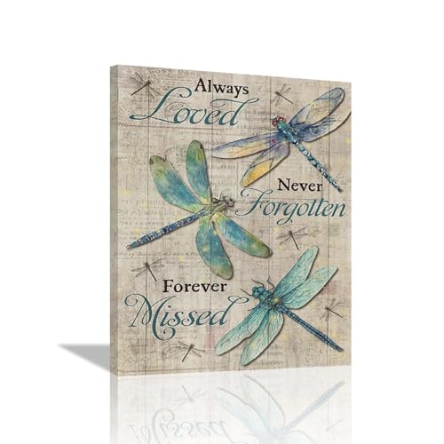 Beynepe Vintage Dragonfly Canvas Wall Art Rustic Pictures Decor Inspirational Positive Quotes Painting Prints Modern Framed Artwork Home Bathroom Bedroom Living Room Office 12''x16''