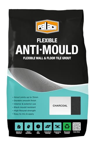 Anti-Mould Tile Grout Charcoal 3KG - Water-Resistant Grout for Bathroom & Kitchen Wall and Floor Tiles