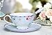 Bone China Cup and Saucer Set with Spoon, Vintage Rose Pattern Coffee Cup Set for Women Mom (7 Ounces)