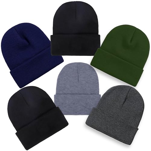 ToBeInStyle Men’s Pack of 6 Double Layered Winter Warm Basic Beanies