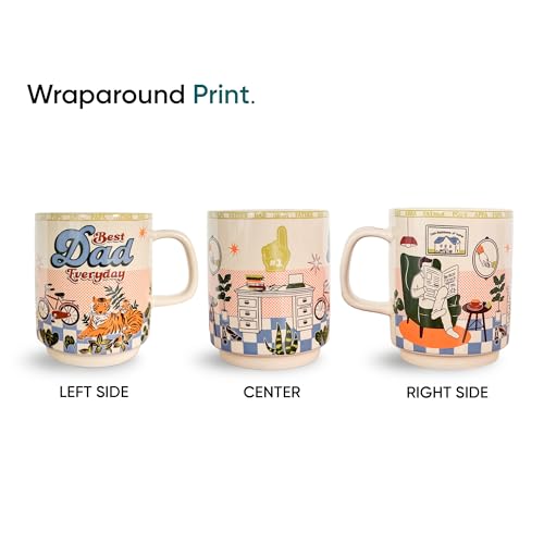 Image of Shay Dad Printed Ceramic Coffee Mug, 300 ml | Father's Day Mug for Dad, Papa | Tea, Coffee for Home & Office use (Rise Mug 1Pc Dad)