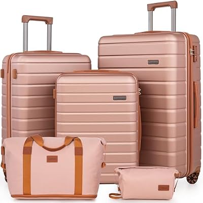 Cosbarn Luggage Sets 5 Piece Suitcases with Wheels, Suitcase Sets ABS Hard Case Luggage with TSA Lock Durable Carry-on Luggage with Spinner Wheels Travel Suitcase for Men Women
