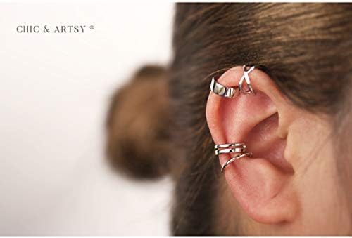 Ear Cuff Earrings 925 Sterling Silver Cuff Earrings Ear Cuff Earrings CZ Non-Piercing Fake Helix Cartilage Cuff Earrings Shell Cuffs Earrings for Women