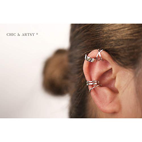 Ear Cuffs 925 Sterling Silver Fake Ear Cuffs Non Piercing Ear Conch Clip On Cartilage Earrings For Women Men | 4 Various Styles #TOP1