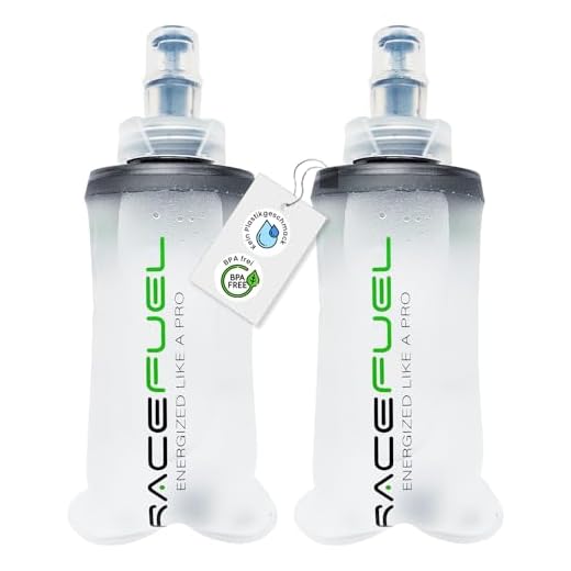 RACEFUEL Soft Flask 150ml – Faltbare Trinkflasche inkl. Energy Gel Rezept (QR-Code) – BPA-frei & leicht – Ideal für Laufweste, Marathon, Triathlon & Radsport (2 Stück, 150ml)
