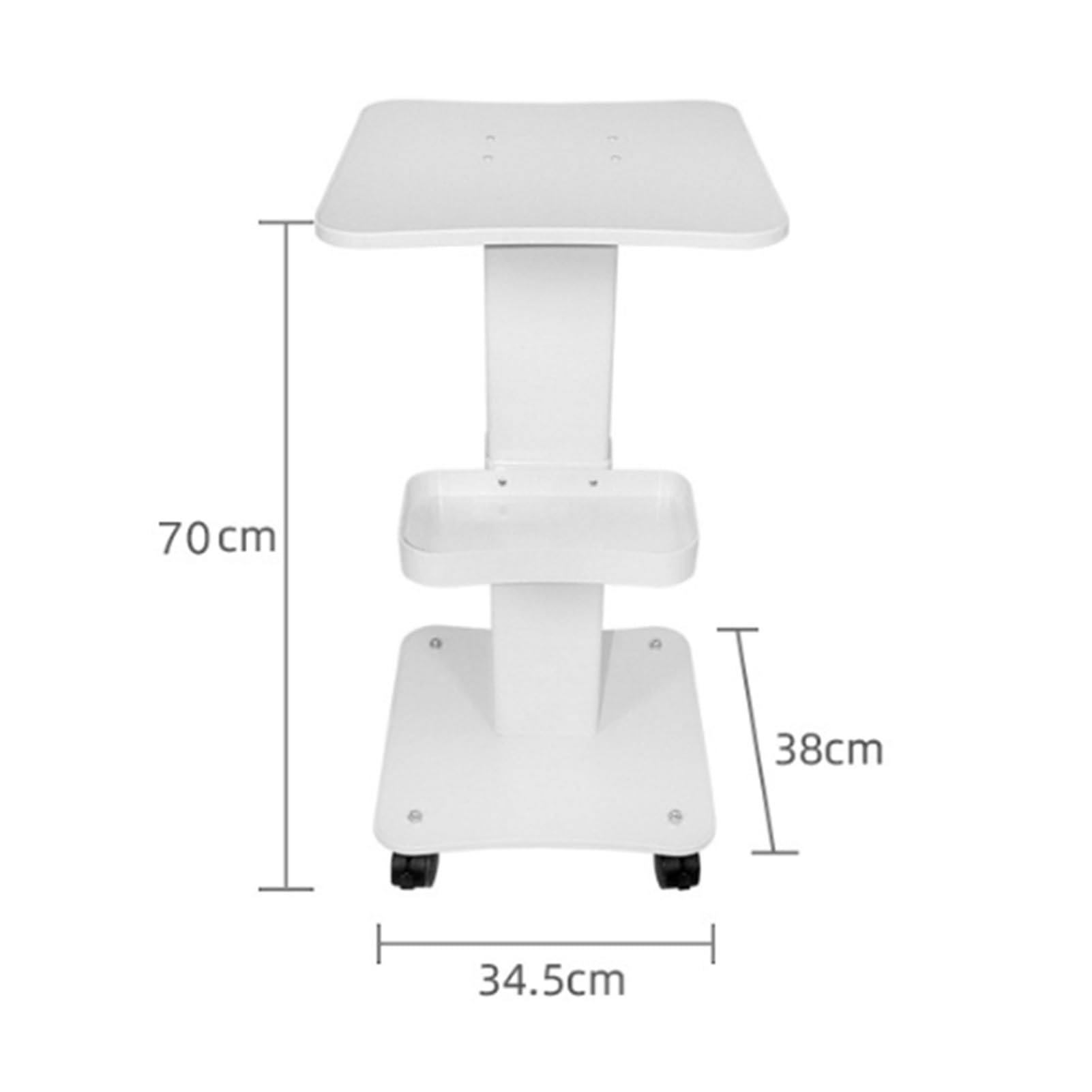 Tissting Esthetician Trolley Cart with Wheels, 3 Tier Beauty Salon Rolling Cart, SPA Adjustable Tattoo Table Work Station, White, Metal & Plastic