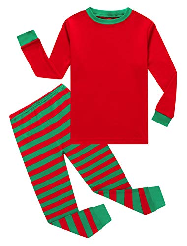 Festive Striped 2-Piece Pajama Set for Boys & Girls - 100% Cotton