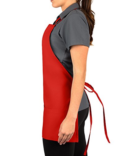 Kng Red Adjustable Bib Apron - 3 Pocket #TOP2