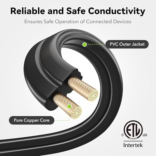 BN-LINK 6ft Indoor Extension Cord, 2 Pack, 3-Outlet Polarized Flat Cable, Household Power Cord for Home, Office, and Holiday Decorations, Black by BN-LINK - Used condition - Image 3