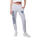 Ultra Game NCAA Official Women's Jogger Pants Active Logo Fleece Sweatpants, West Virginia University, Heather Gray, X-Large