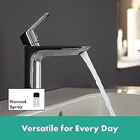 hansgrohe Logis Fine - Waschtischarmatur mit Push-Open Ablauf, Wasserhahn Bad mit Auslauf Höhe 110 mm, Mischbatterie Waschbecken wassersparend (EcoSmart), Chrom, 71252000 – Ansicht 3