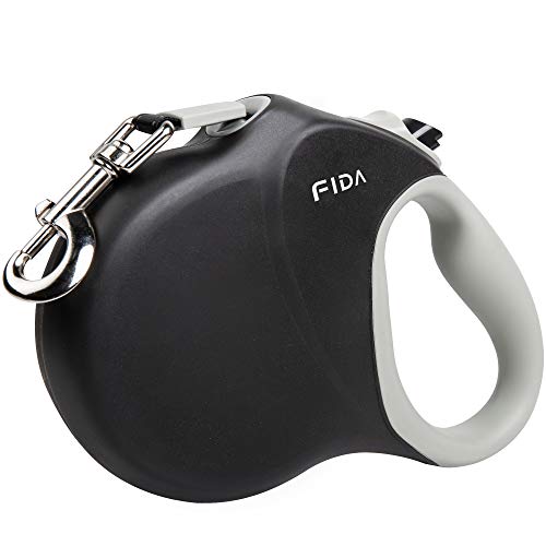 Fida Upgraded Retractable Dog Leash 26ft, Heavy Duty Pet Walking Leash for Medium/Large Breed up to 110 lbs, 360° Tangle-Free Long Retract Dog Lead, Soft Grip, One-Hand Brake, Black