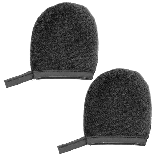 GANAZONO Guantes de Felpa para Aplicar Loción y Aceite Bronceador Guantes Autobronceadores 2 Piezas Color Negro Herramienta para Masaje y Aplicación Rápida de Crema Solar Cuerpo