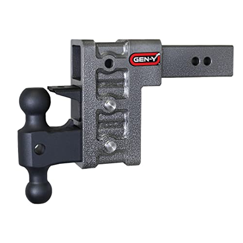 GEN-Y Hitch Adjustable Trailer Hitch (Fits 2.5" Receiver) - 6" Drop, 21000 lbs Towing, 3000 lbs Tongue Weight, Includes Dual Ball Mount Attachment (2 5/16" & 2"), Pintle Lock, 2 Stainless Steel Pins by GEN-Y Hitch - Used condition - US$373.11