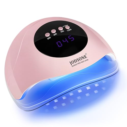 JODSONE UV Lámpara de Uñas, LED Gel Uñas Secador Portátil Gel Uñas Lámpara con Auto Sensor y 4 Temporizadores Inicio Salón Uso Uñas Herramientas Rosa