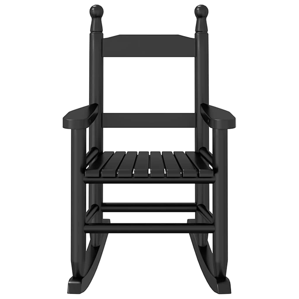 Schaukelstuhl für Kinder Schwarz Massivholz Pappel mit Armlehne und Rückenlehne 36x46,5x57 cm Kinderstuhl für Wohnzimmer Balkon Terrasse Innenraum mit stabilen Kufengestell und bequemer